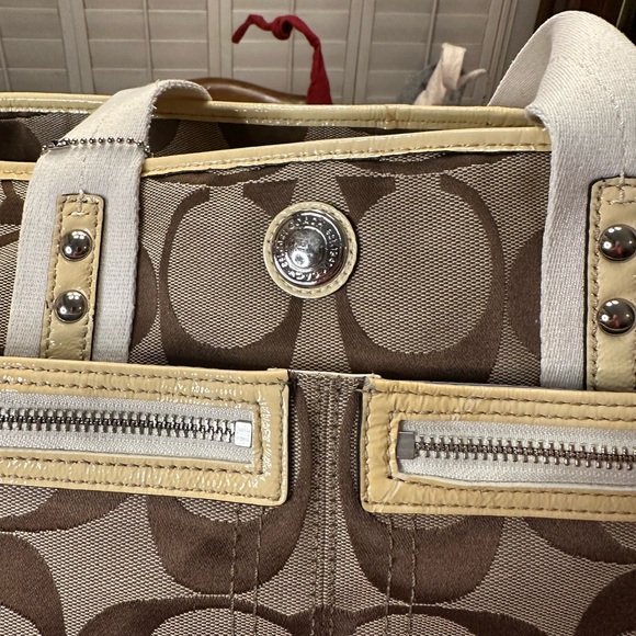 New! Coach Brown Canvas Diaper Bag - Picture 5 of 13